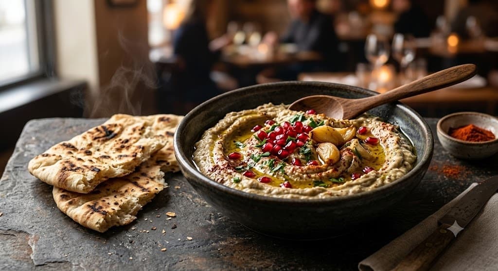 Baba ghanouj with naan